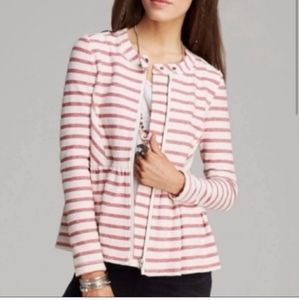 Free People Red Striped Peplum Jacket size Small